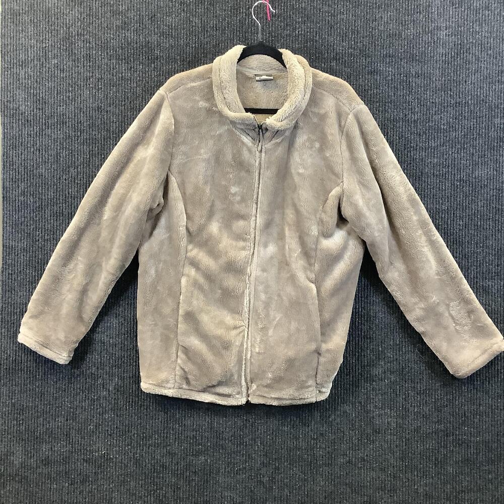 32 HEAT Jacket Mens 2XL Tan Plush Fleece High Pile Full Zip Warm Polyester Soft